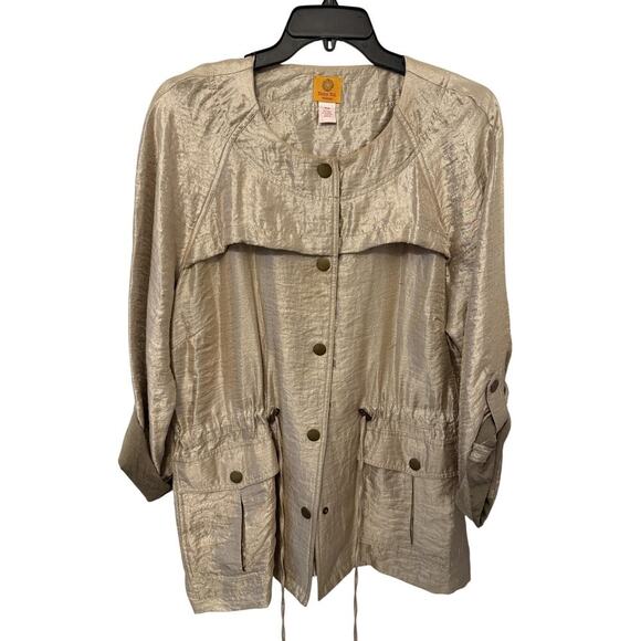 Ruby Rd Vintage Jacket Womens 18W Lightweight Utility Pockets Drawstring Nylon - Picture 1 of 6